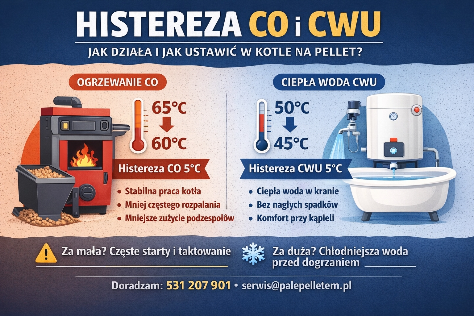 Histereza CO i CWU – jak działa i jak ustawić w kotle na pellet
