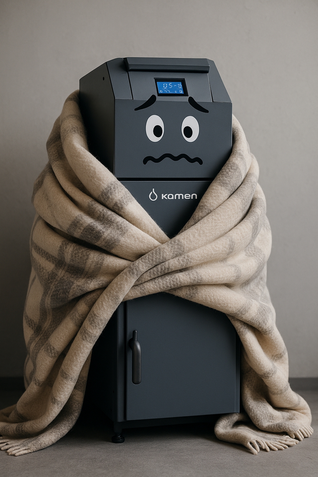 Kocioł na pellet z zaworem mieszającym odpowiedzialnym za ochronę powrotu